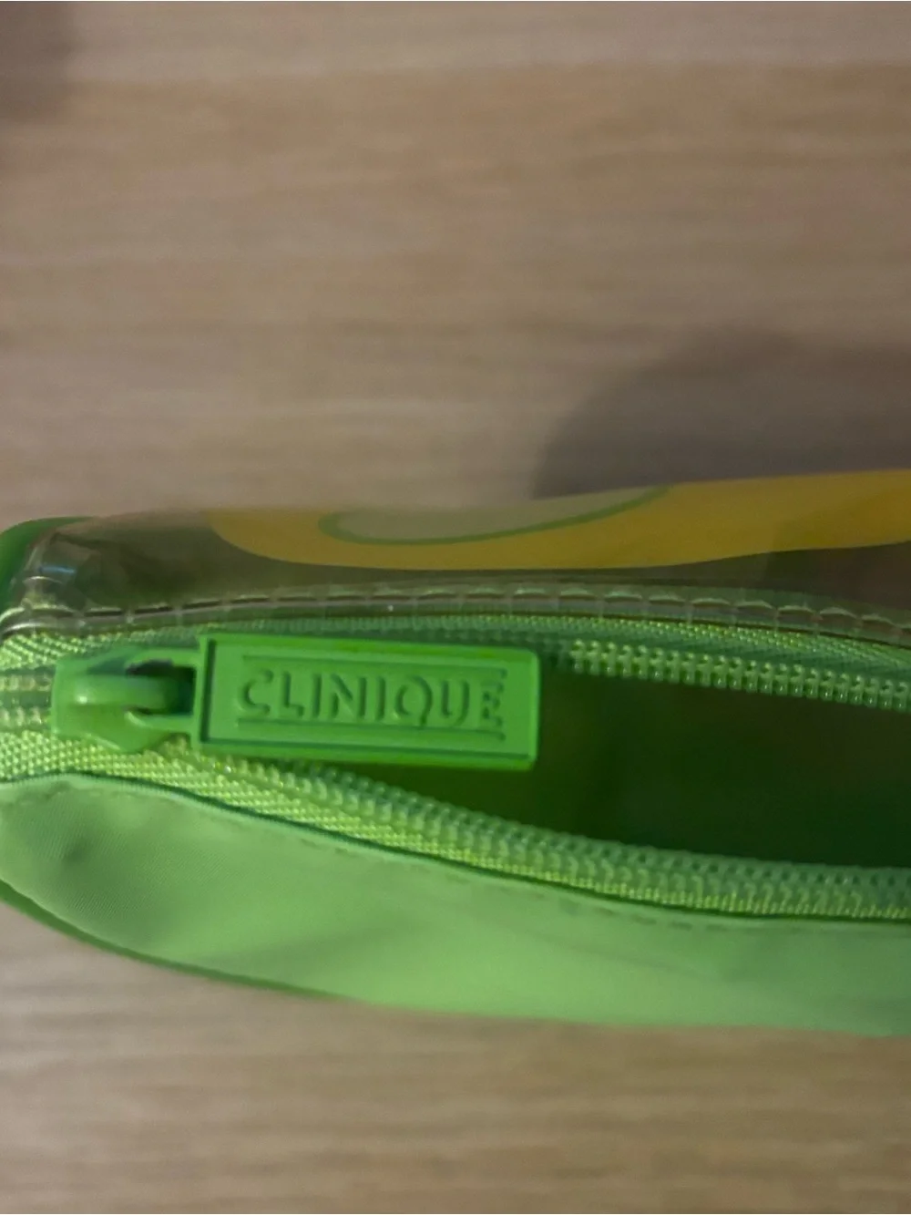 Clinique Butterfly Zip Pouch in Yellow and Lime Green
